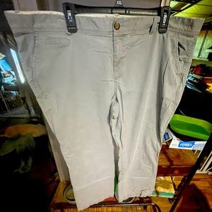 Old Navy gray pants, bootcut, size 20W, very comfy. I have all three colors 😊